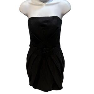 Jessica McClintock Black Strapless Mini Dress Size 6